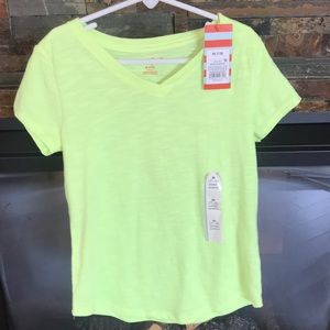 Bright yellow V-neck short sleeve shirt